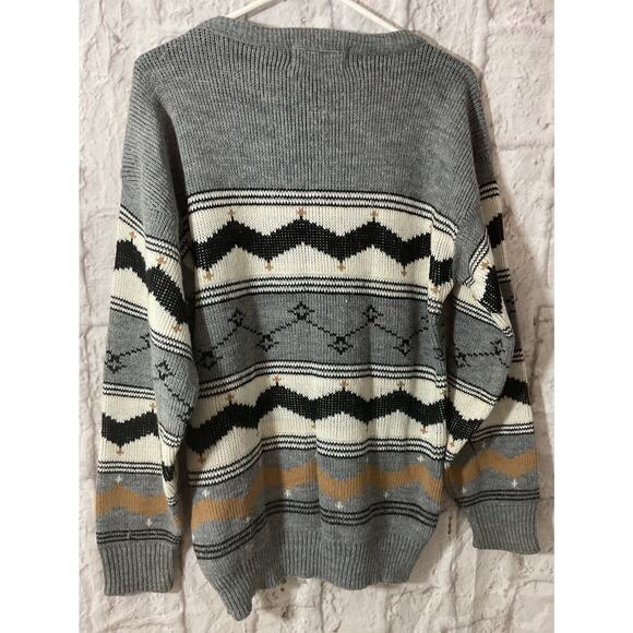 80’s Sweater Graphix Large Geometric Sweater Unisex Acrylic - Picture 5 of 7